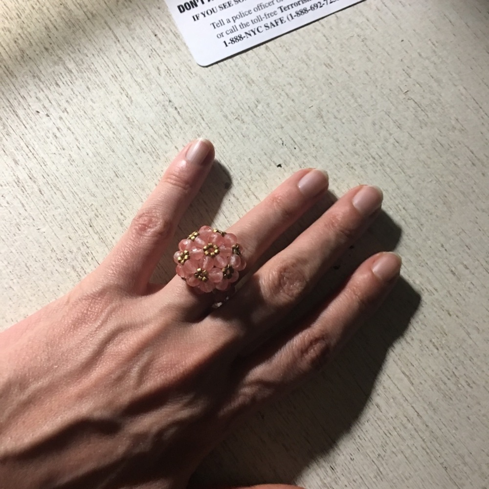 Pink and Gold Beaded Ring
